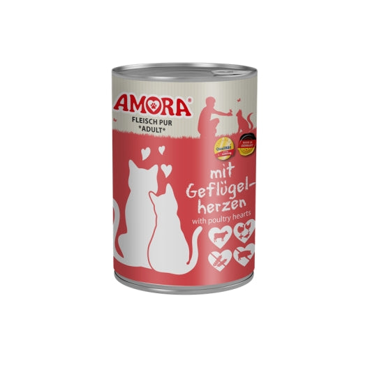 Amora Cat Dose Fleisch Pur mit Geflügelherzen – 6er-Pack