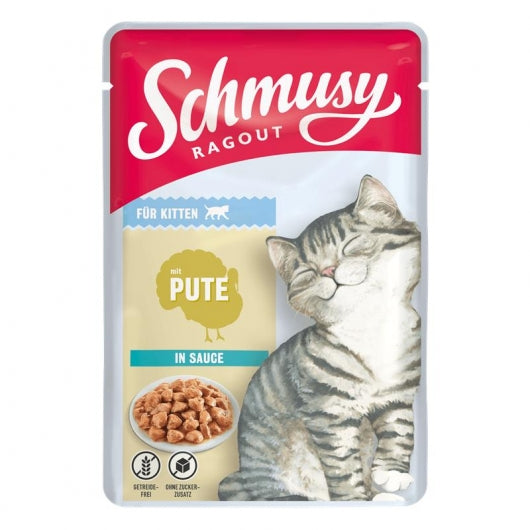 Schmusy Ragout Kitten mit Pute in Sauce 100g – 22er-Pack