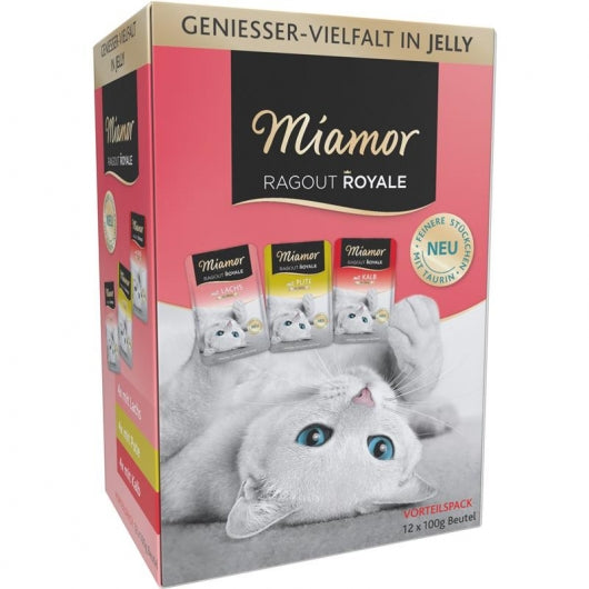 Miamor MP Ragout Royale in Jelly Lachs, Pute, Kalb 12x100g – 4er-Pack